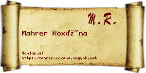 Mahrer Roxána névjegykártya